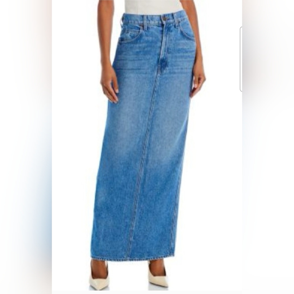 MOTHER Snacks-Blue Denim Maxi Skirt